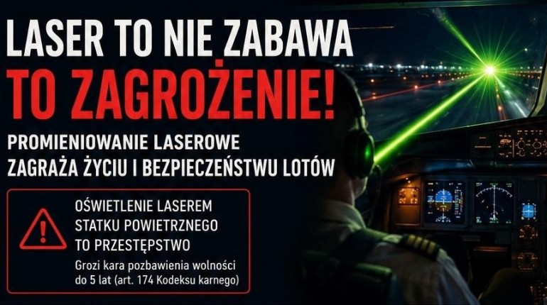 Apel lotnictwa - nie kierujcie laserów w stronę samolotów!